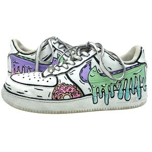 Nike Air Force 1 Custom Shoes Cartoon Drip Donut Colorful Sneakers Kids 5.5